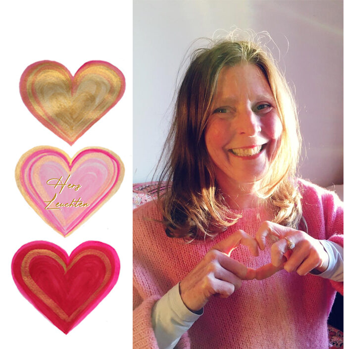 Deine Herzens Liebe fließen lassen und dein Herz leuchten